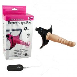 10 Mode Vibrations Harness G-Spot Dong, 8 Inch Textured dildo Strap-On Kit, Lesbian Massage sex product for couples