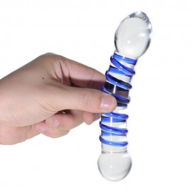 6.7 inch Joystick Textured Glass Dildo, Bulb base double dildo, Pyrex glass crystal penis, Sex toys for women, Adult products