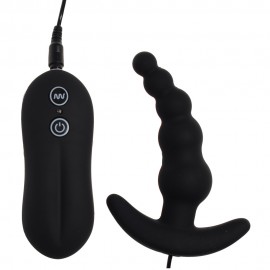 Aphrodisia Waterproof Vibrating Butt Plug, Black Color 10 Mode Silicone Anal Vibrator for Male & Female anal sex toys
