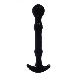 Black Glass Mini Anal Butt Plug for Beginner, Ripple Small Beaded Crystal Plug, Cheap Anal Toys Unisex Adult Sex Toy 