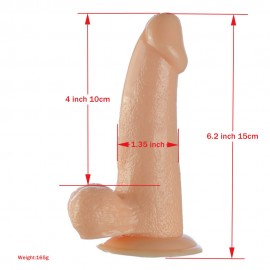 Cyberskin 6.2" Dong with Balls & suction cup base, Realistic Dildo lifelike in both size and texture, sex product for women