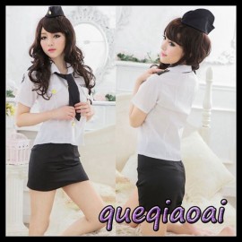 Z081-15 Fashion fantasia lapel callor tie+blouse sexy underwear+sexy skirt clothing set Army sexy costume sexy lingerie